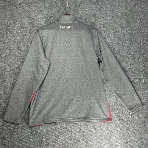 Scarlet & Gray Shirt Mens Medium 1/4 Zip Gray Long Sleeve Ohio State Authentic - Picture 7 of 8
